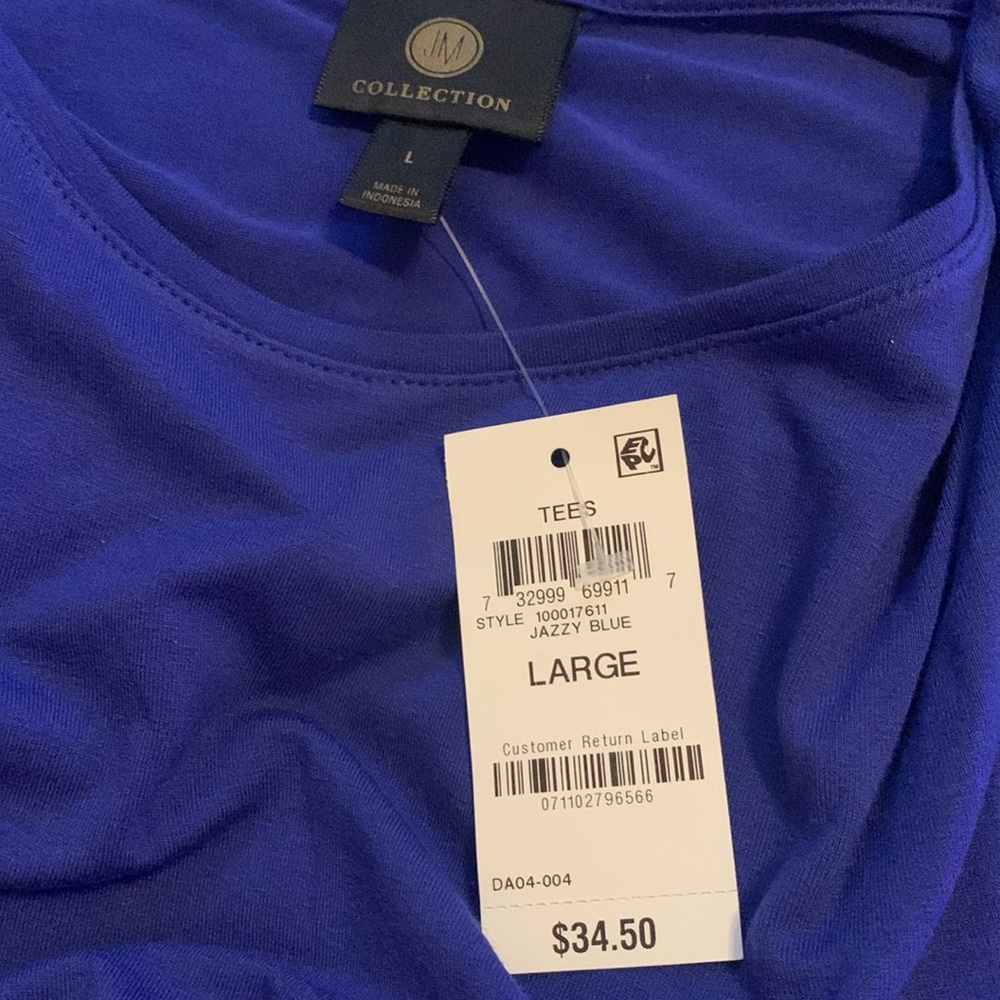 JM Collection royal blue cold shoulder 3/4 sleeve - Picture 4 of 6